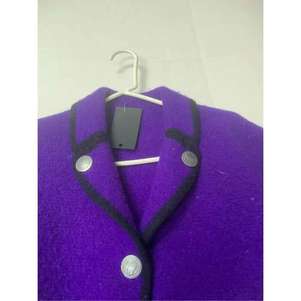 Vintage Purple Wool Button Down Sweater Jacket